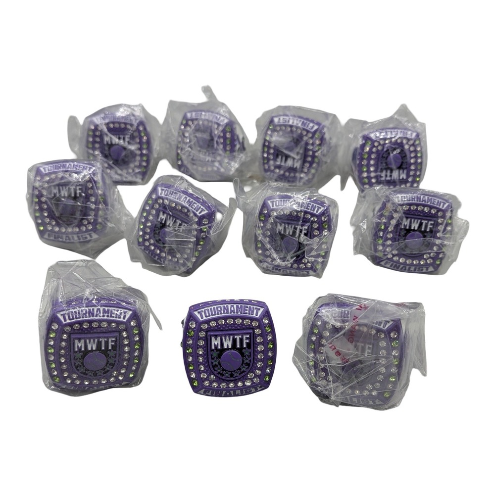 11 Pack MWTF Baseball Tournament Finalist Rings Purple Rhinestone Bulk